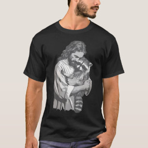 Racoon Älskare Sopor Panda Christian Jesus Holding T Shirt