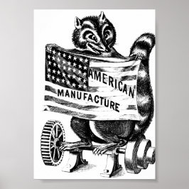 Racoon Americana Politics Illustration Poster