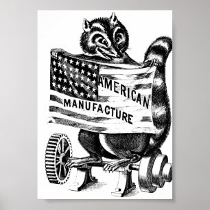 Racoon Americana Politics Illustration Poster