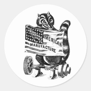 Racoon Americana Politics Illustration Runt Klistermärke