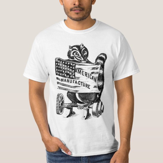 Racoon Americana Politics Illustration T Shirt (Framsida)