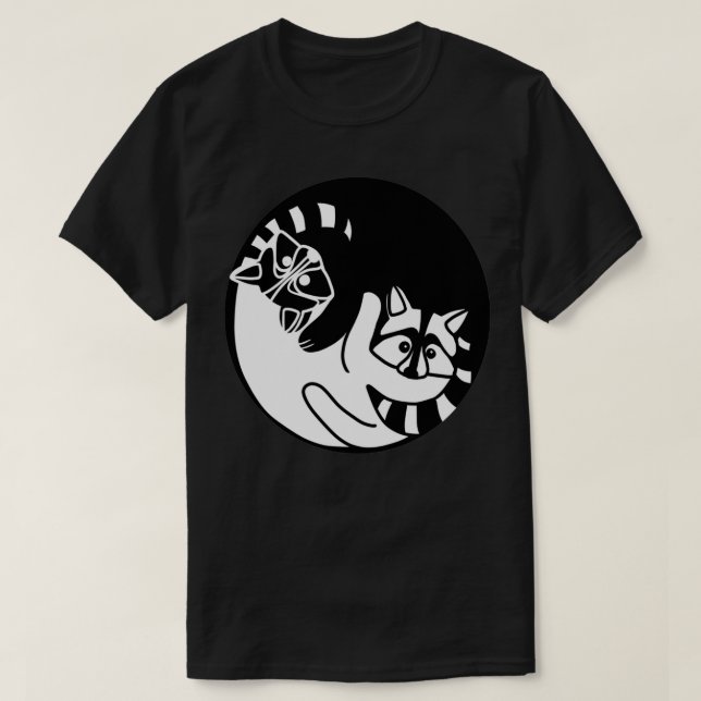 Racoon Animal, Yin Yang, Kärlek Raccoons Pullover T Shirt (Design framsida)