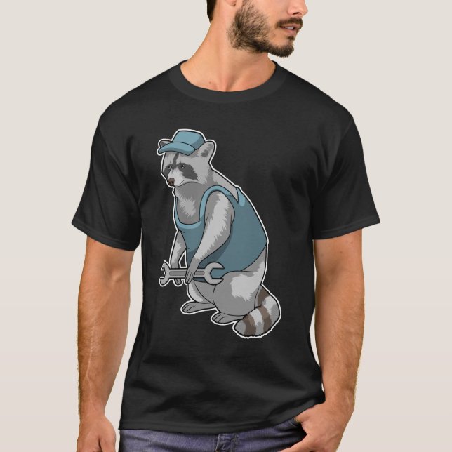 Racoon as Crateur med Wrench T Shirt (Framsida)