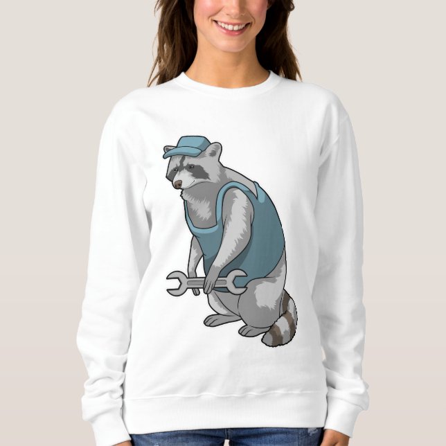 Racoon as Crateur med Wrench T Shirt (Framsida)