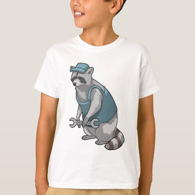 Racoon as Crateur med Wrench T Shirt (Framsida)