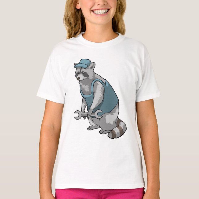 Racoon as Crateur med Wrench T Shirt (Framsida)