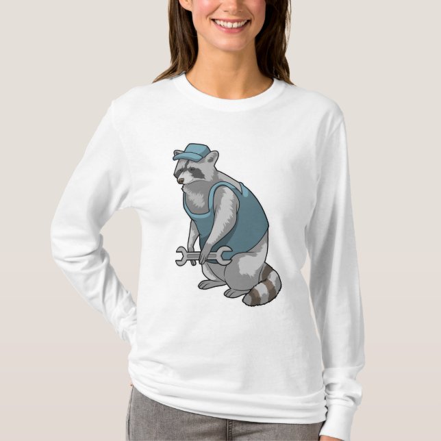 Racoon as Crateur med Wrench T Shirt (Framsida)