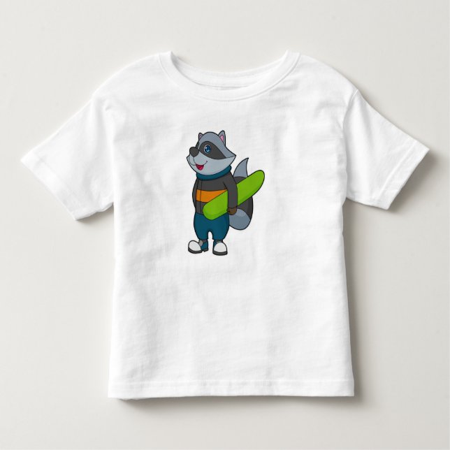 Racoon as Snowboarder with Snowboard T Shirt (Framsida)
