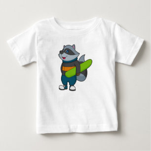 Racoon as Snowboarder with Snowboard T Shirt