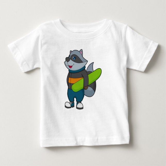 Racoon as Snowboarder with Snowboard T Shirt (Framsida)