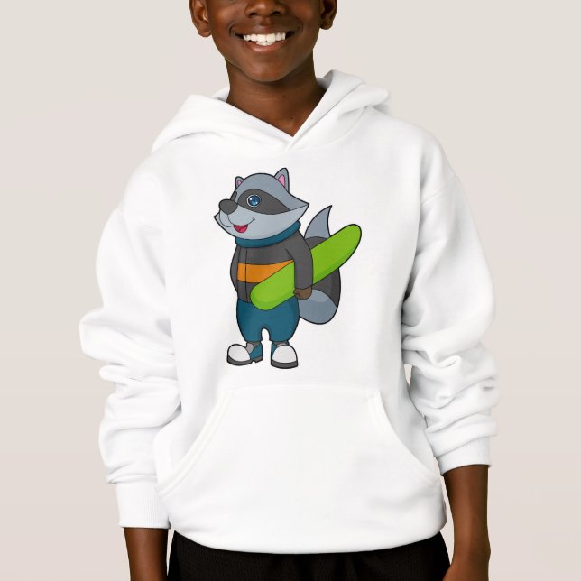 Racoon as Snowboarder with Snowboard T Shirt (Framsida)