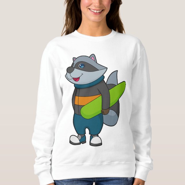 Racoon as Snowboarder with Snowboard T Shirt (Framsida)