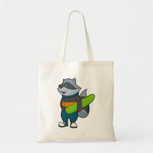 Racoon as Snowboarder with Snowboard Tygkasse