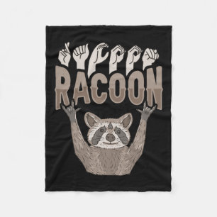 Racoon Asl Hand Gesture Döv Hearing Loss Awarenes Fleecefilt