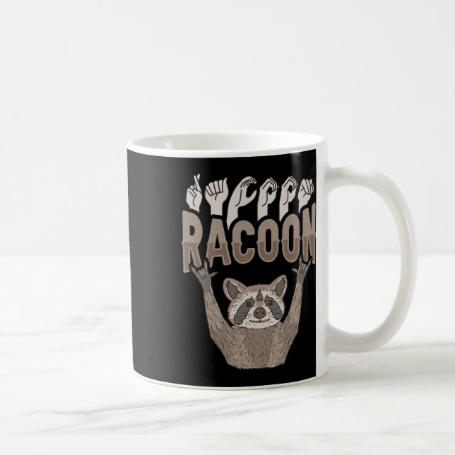 Racoon Asl Hand Gesture Döv Hearing Loss Awarenes Kaffemugg (Höger)
