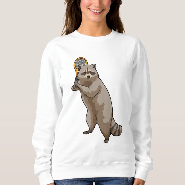 Racoon at Tennis with Tennis racket T Shirt (Framsida)