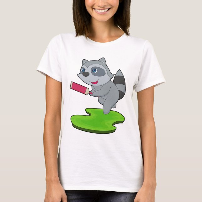 Racoon Cricket Cricket bat T Shirt (Framsida)