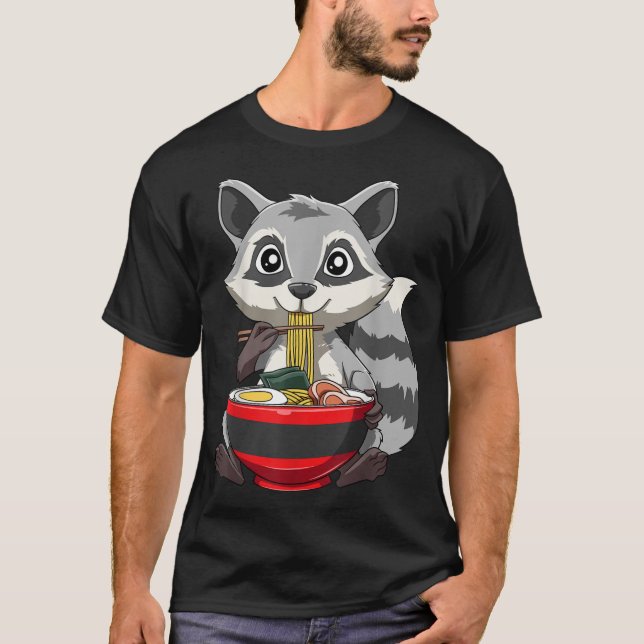 Racoon Eating Ramen Racoon Ramen Bowl Racoon Noodl T Shirt (Framsida)