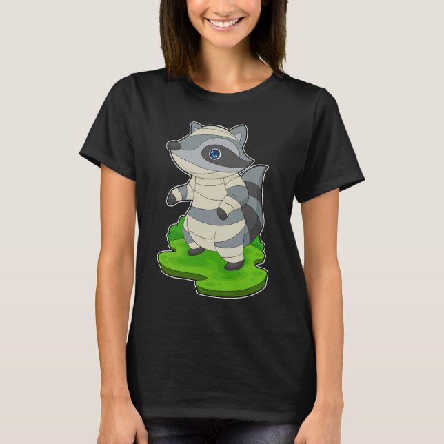 Racoon Halloween Mummy T Shirt (Framsida)