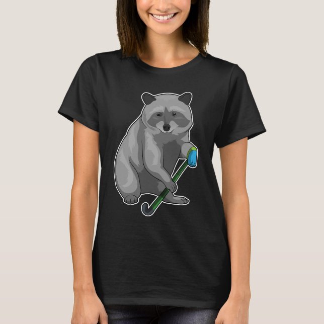 Racoon Hockey Hockey stick T Shirt (Framsida)