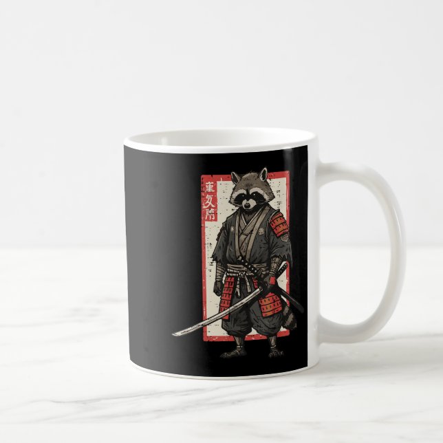 Racoon Samurai Katana Japanska Warrior Manar Boys  Kaffemugg (Höger)