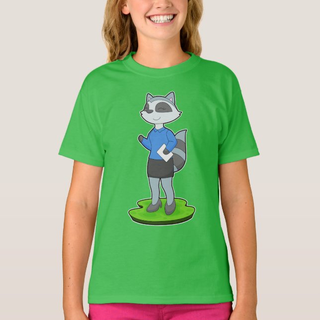 Racoon Secretary Note T Shirt (Framsida)