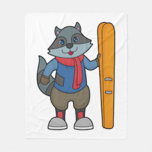 Racoon Skier Ski Fleecefilt