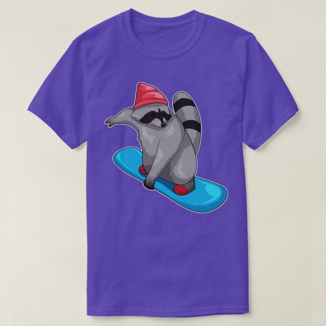 Racoon Snowboard Winter sport T Shirt (Design framsida)