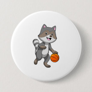 Racoon som Basketball-spelare med Basketball Knapp