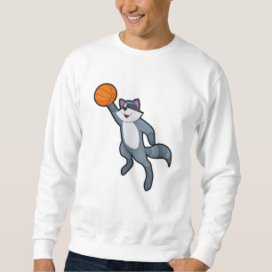 Racoon som Basketball-spelare med Basketball Lång Ärmad Tröja