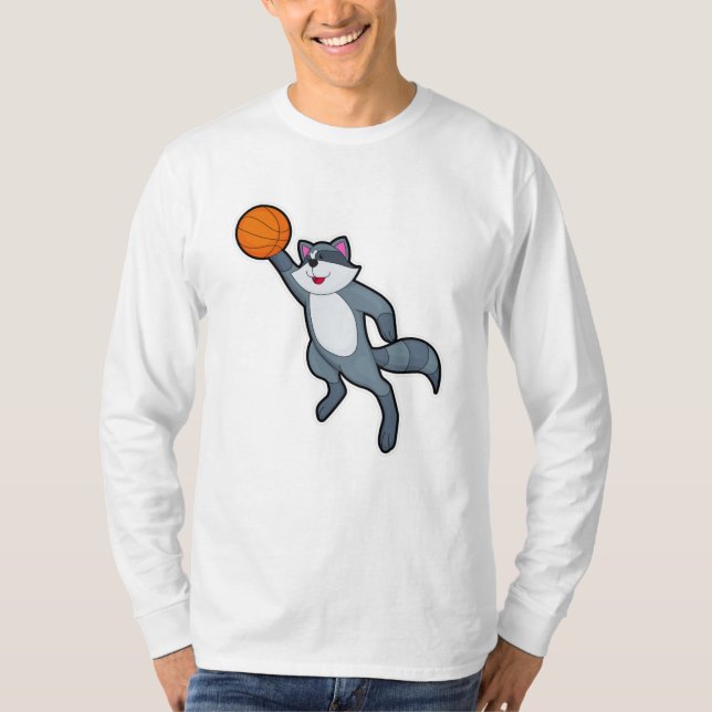 Racoon som Basketball-spelare med Basketball T Shirt (Framsida)