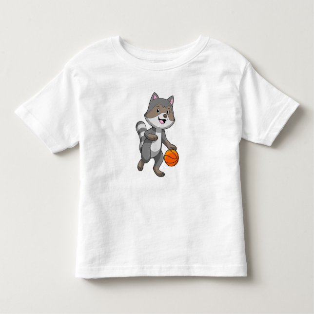 Racoon som Basketball-spelare med Basketball T Shirt (Framsida)