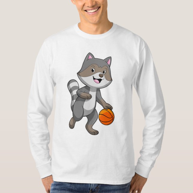 Racoon som Basketball-spelare med Basketball T Shirt (Framsida)