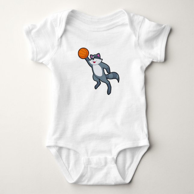 Racoon som Basketball-spelare med Basketball T Shirt (Framsida)