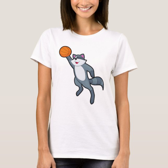 Racoon som Basketball-spelare med Basketball T Shirt (Framsida)