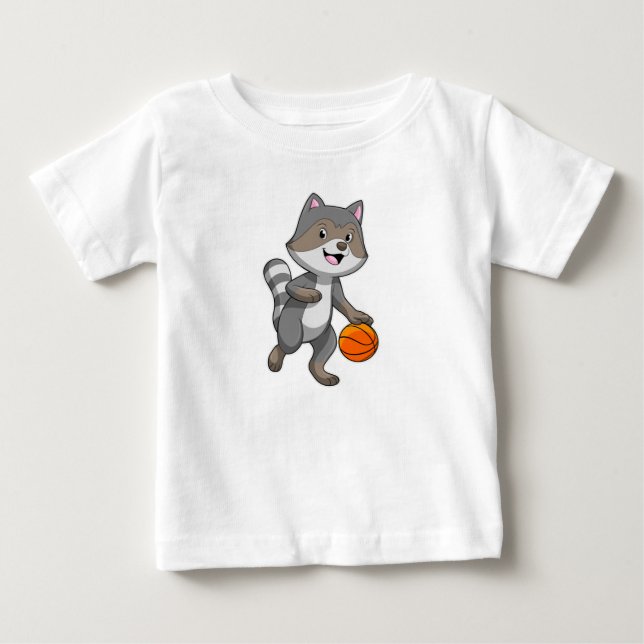Racoon som Basketball-spelare med Basketball T Shirt (Framsida)