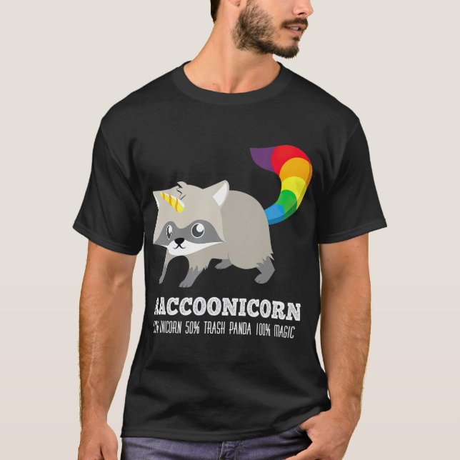 Racoonicorn  Funny rash Panda Raccoon Unicorn T Shirt (Framsida)