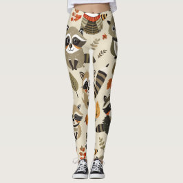 Racoons Watercolor Anpassningsbar Mönster Leggings