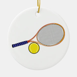 Racquet och boll julgransprydnad keramik