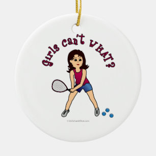 Racquetball Girl Julgransprydnad Keramik