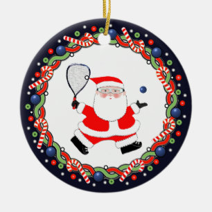 Racquetball Holiday Present Keramisk Ornament