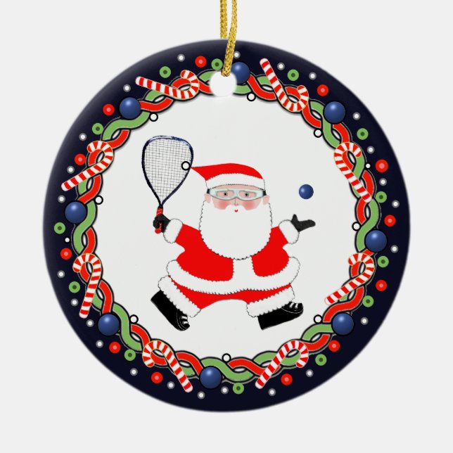 Racquetball Holiday Present Keramisk Ornament (Framsidan)