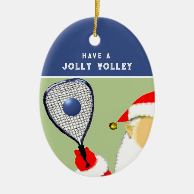 Racquetballspelare Holiday Present Julgransprydnad Keramik (Framsidan)