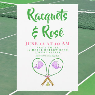 Racquets & Rosé Rosa Racquets Whale Covers Preppy Inbjudningar