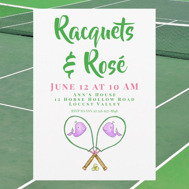 Racquets & Rosé Rosa Racquets Whale Covers Preppy Inbjudningar (Skapare uppladdad)