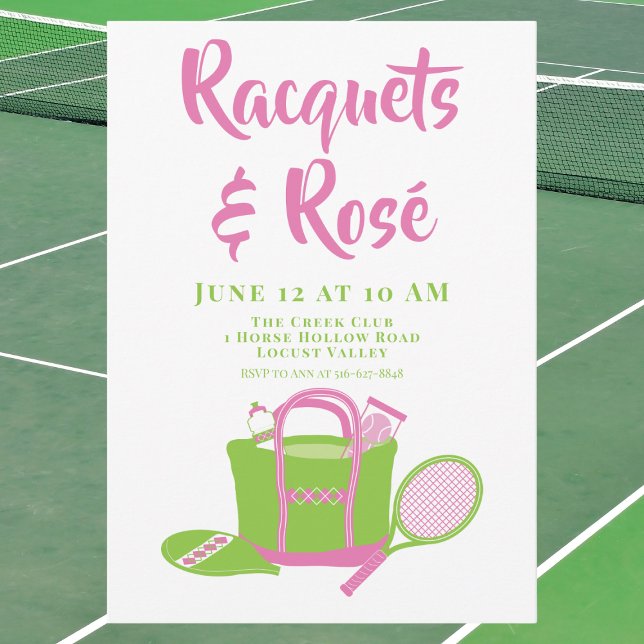 Racquets & Rosé Tennis Party Preppy Dam Day Inbjudningar (Skapare uppladdad)