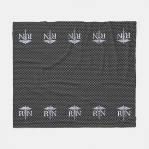 Racy Registered Nurse RN Silver Caduceus Snakes Fleecefilt