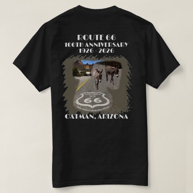 Rad 66-100 år Oatman Arizona Back T Shirt (Design baksida)