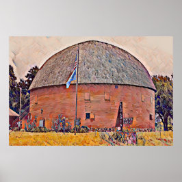 Rad 66 Arcadia Round Barn Oljemålning Poster