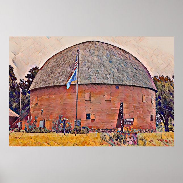 Rad 66 Arcadia Round Barn Oljemålning Poster (Framsidan)